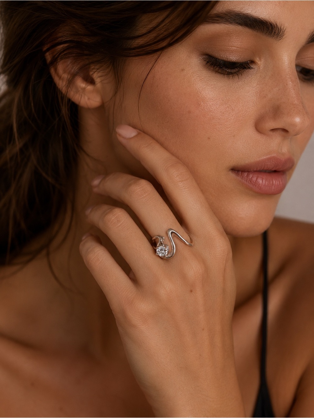 14kt Solitaire Ring with diamond Stone - Women's Jewelry.